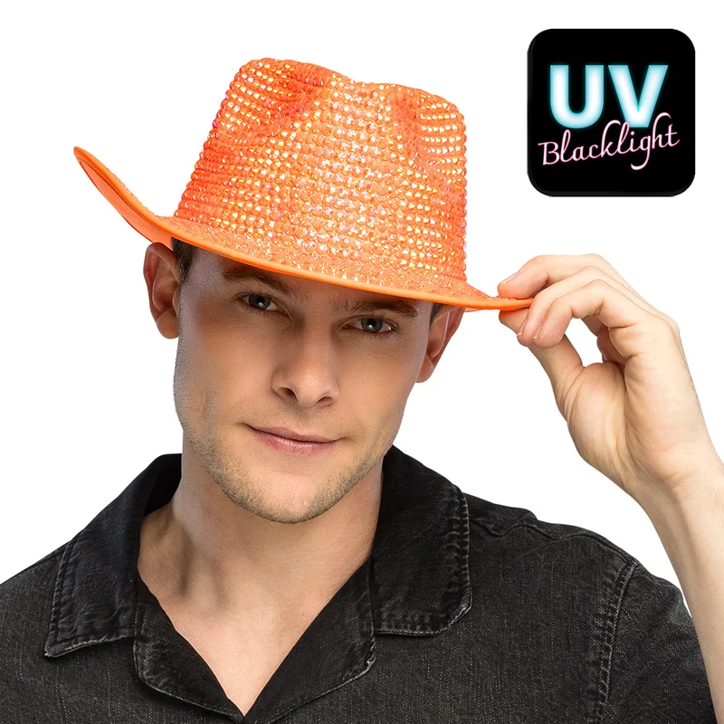 Neonoranje cowboyhoed Aurora (UV western hoed)
