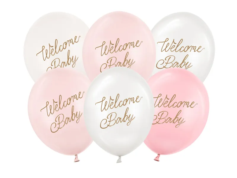 Ballonnen Welcome Baby Roze Mix Professional (6st)