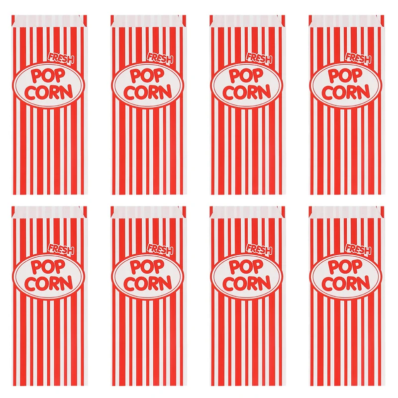 Set 8 papieren popcorn uitdeelzakjes