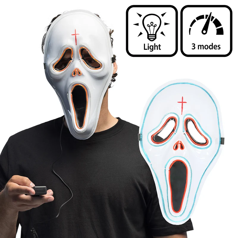 LED masker Spook wit Halloween