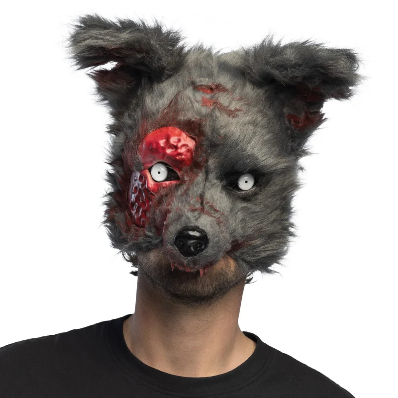 Pluchen halfmasker Bloederige weerwolf Halloween
