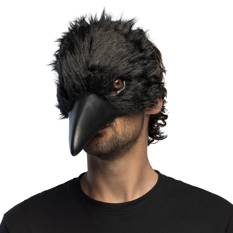 Pluchen halfmasker Kraai zwart Halloween