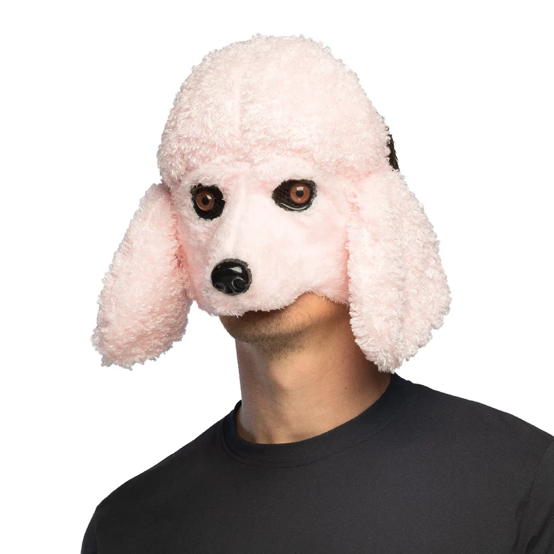 Pluchen halfmasker Roze poedel Festival