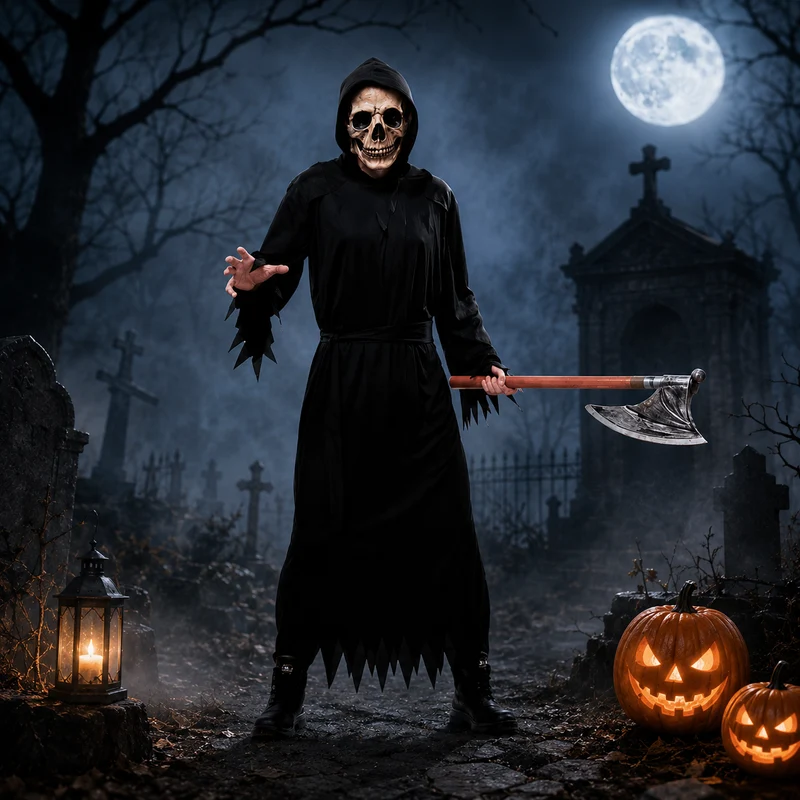 Kostuum Grim Reaper zwart heren one size