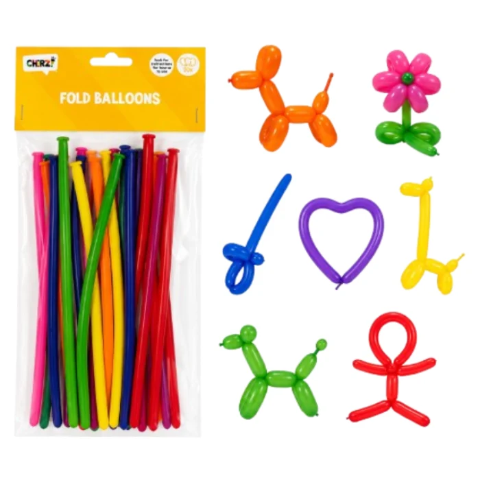 Vouwballonnen meerkleurig - 25 stuks