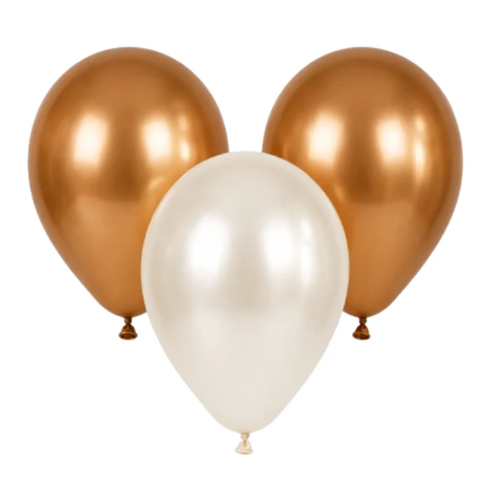 Ballonnen parelmoer wit/goud 30 cm - 20 stuks