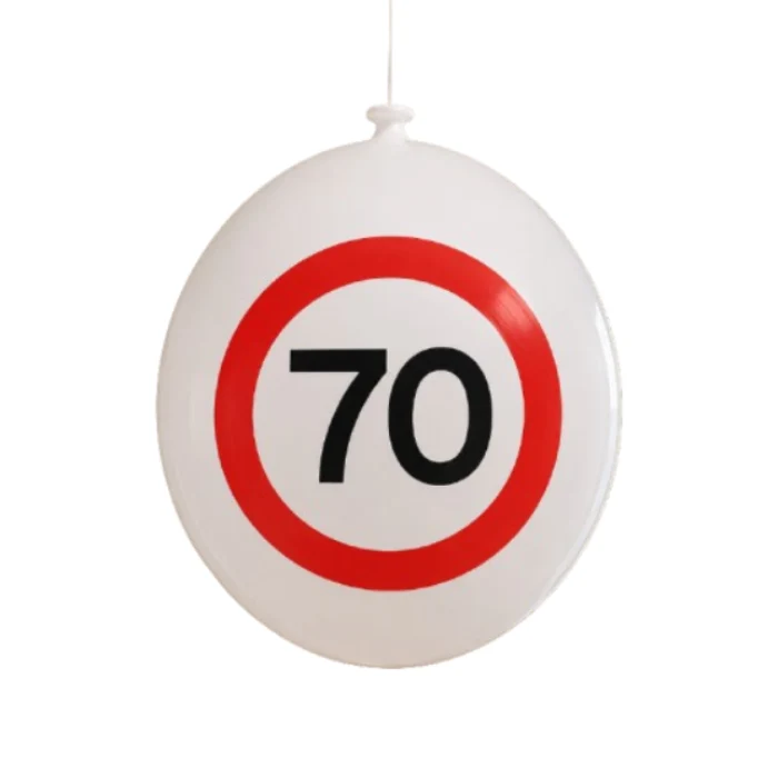 Ballonnen 70 jaar rood/wit 30 cm - 10 stuks