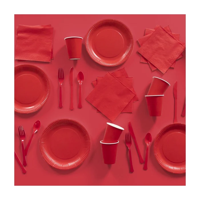 Plastic lepel rood 24 stuks