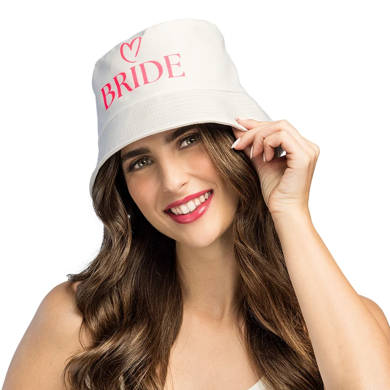 Bucket hat 'Bride' wit