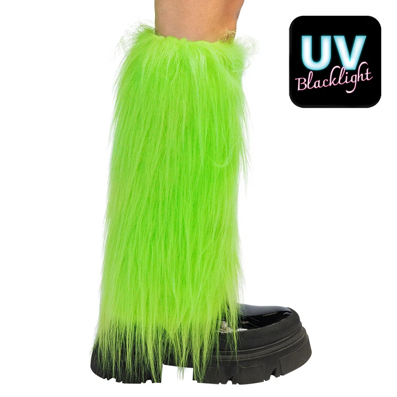 Neongroene beenwarmers Rave dames (UV, eenheidsmaat)