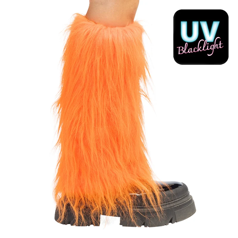 Neonoranje beenwarmers Rave dames (UV, eenheidsmaat)