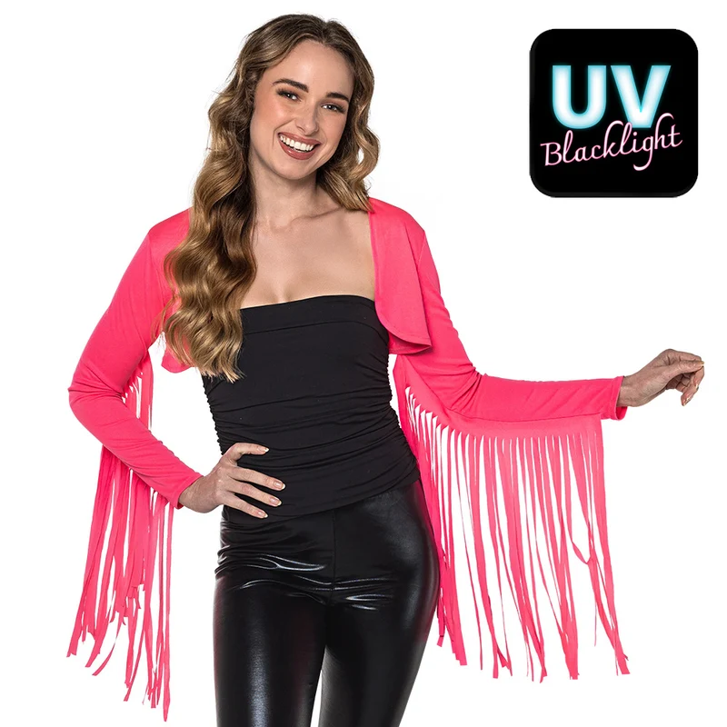 Roze rave bolero neon dames (M/L)