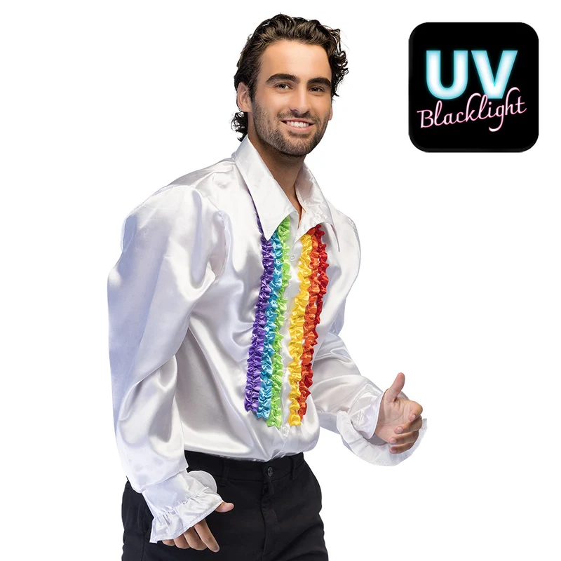 Mr. Colourful regenboog disco overhemd heren