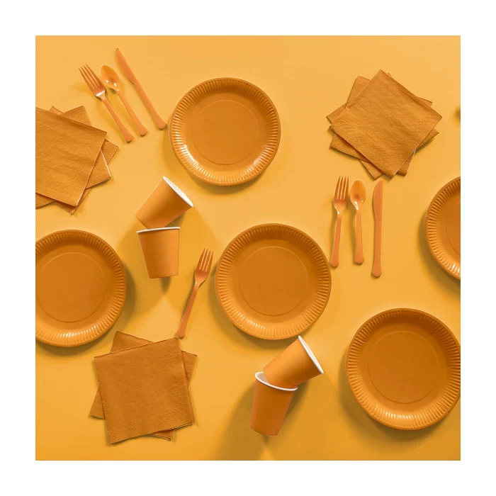 Papieren borden oranje 23cm 8 stuks