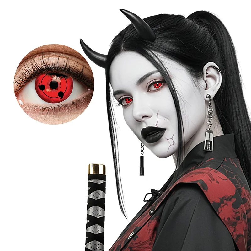 Rode Halloween contactlenzen Cursed demon (3 maanden)