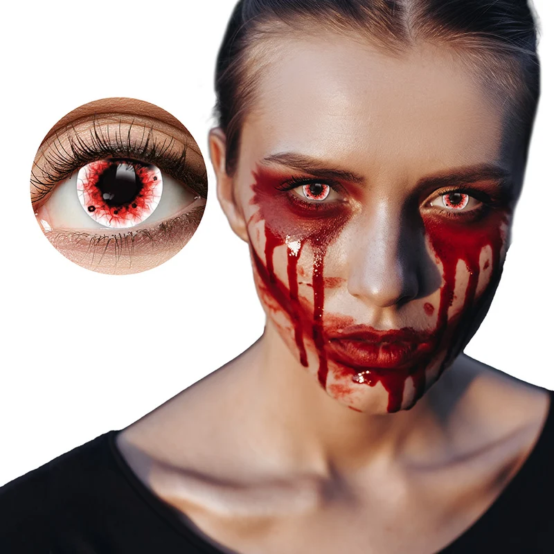 Rode Halloween contactlenzen Blood splatter (3 maanden)