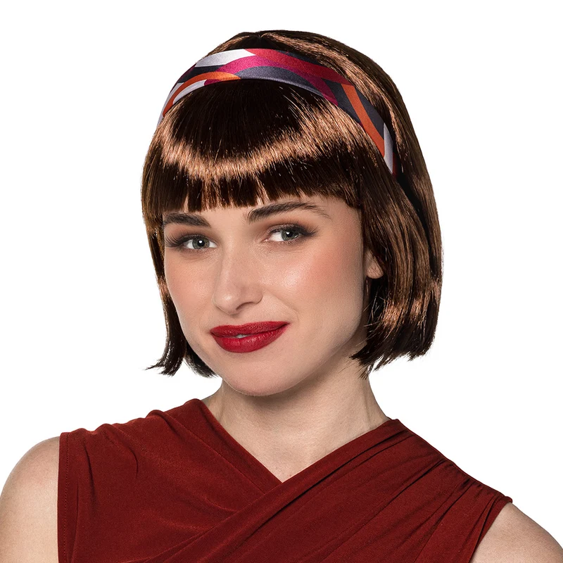 Pruik Pin-up bruin met hoofdband (rockabilly jaren 50)