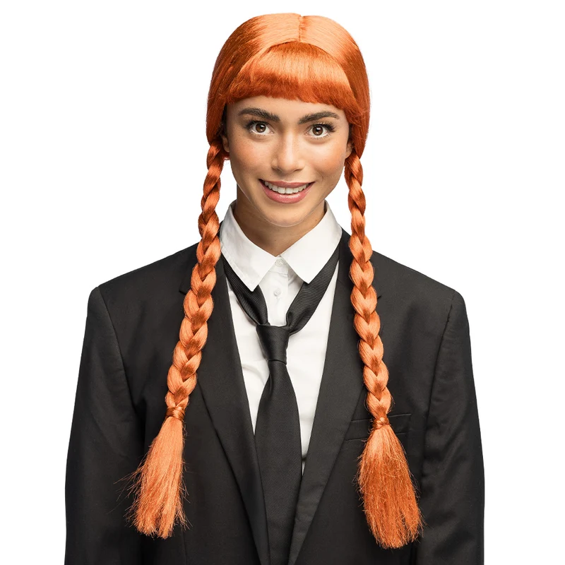 Pruik Stalker oranje (slordig model, horror)