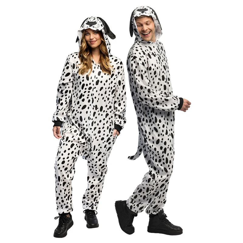 Pluche dalmatiërpak volwassenen wit zwart