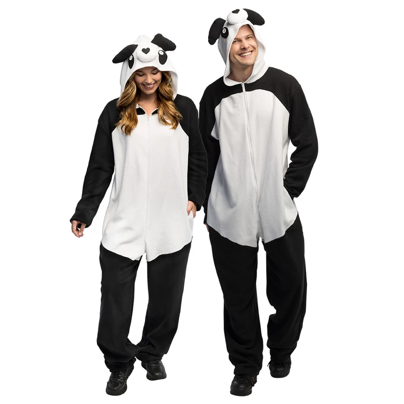 Pluche pandapak volwassenen wit zwart