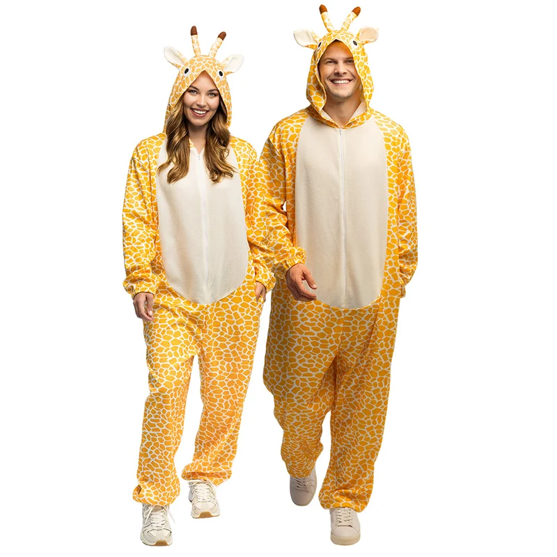 Pluche giraffepak volwassenen bruin geel