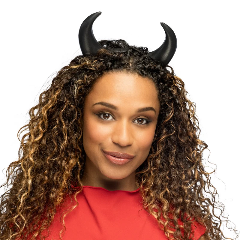 Diadeem duivelhoorntjes zwart pvc