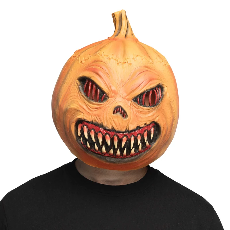 Latex hoofdmasker Pumpkin monster oranje
