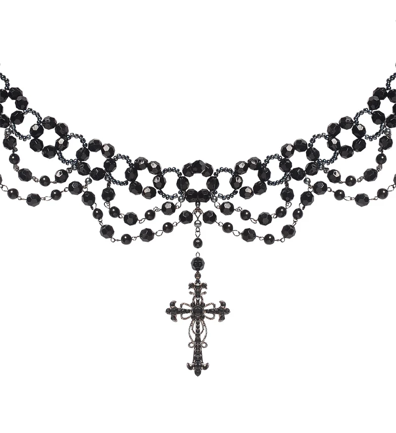 Gothic beparelde ketting met kruis hange