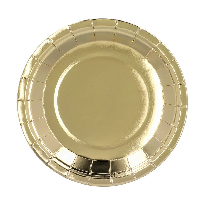 Set 6 papieren bordjes goud 23 cm