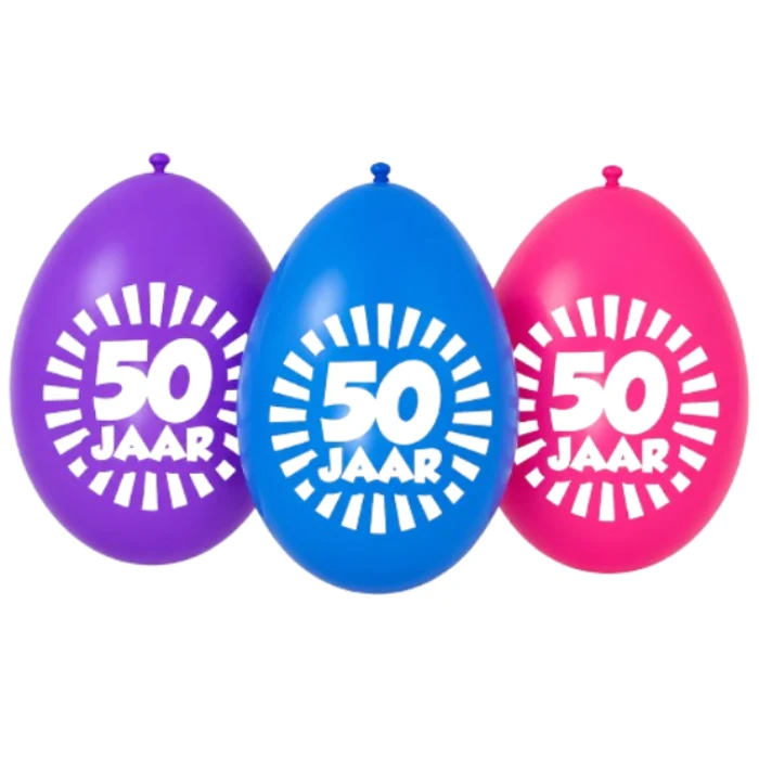 Ballonnen 50 jaar meerkleurig 30 cm – 10 stuks