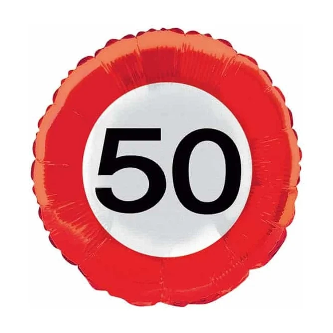 50 jaar verkeersbord ballon 45cm