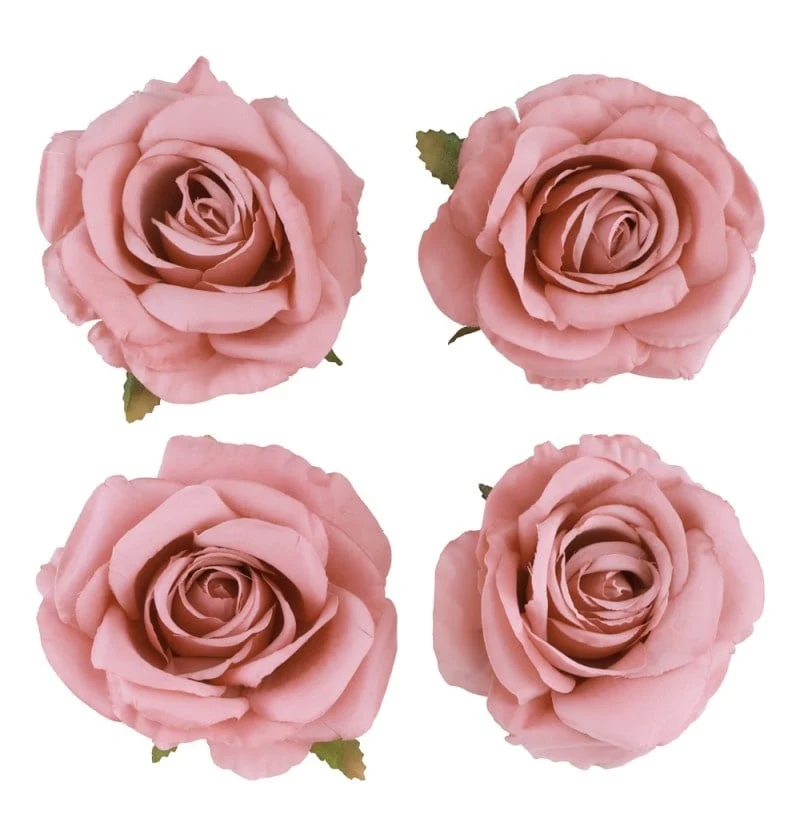 4 Oud Roze Ivoor Rozen Koppen (11x6cm)