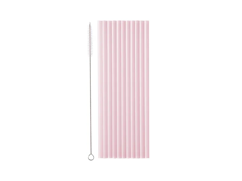 Plastic Rietjes Roze Herbruikbaar 23cm (12st)