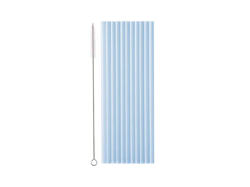 Plastic Rietjes Lichtblauw Herbruikbaar 23cm (12st)