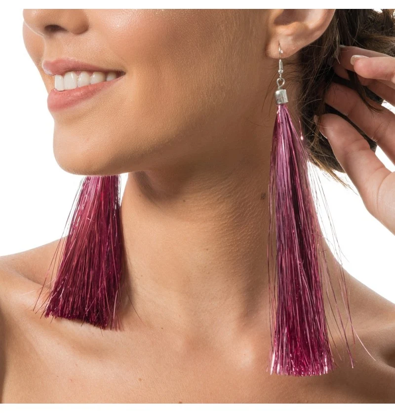 Oorbellen Roze Tinsels 17cm