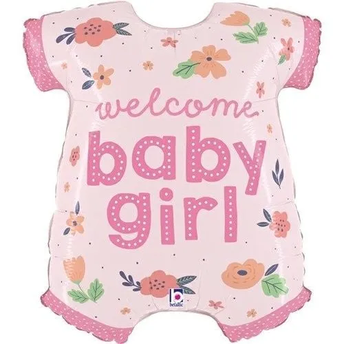 Folieballon ’Welcome Baby Girl’ Rompertje Roze (66cm)