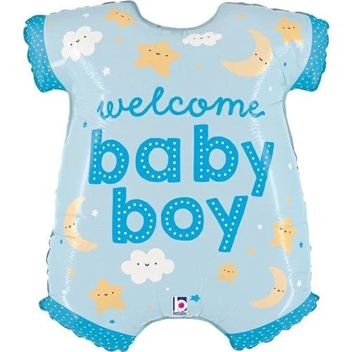 Folieballon ’Welcome Baby Boy’ Rompertje Blauw (66cm)