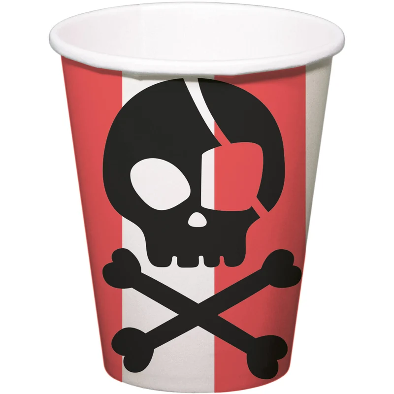 Bekertjes Pirate Party Doodshoofd 250ml (8st)