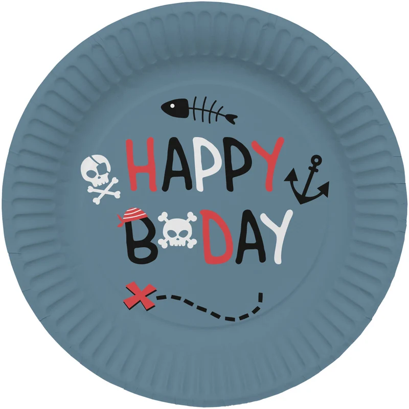 Borden Pirate Party Happy Bday 23 cm (8st)