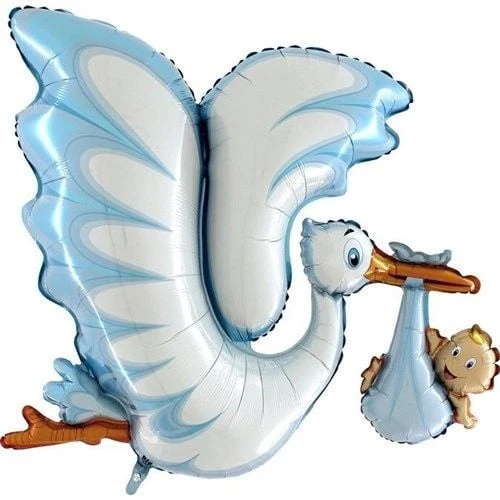 Grote Folieballon Ooievaar Jongen (114cm)