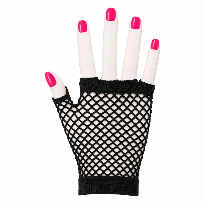 Party visnet handschoenen zwart kort