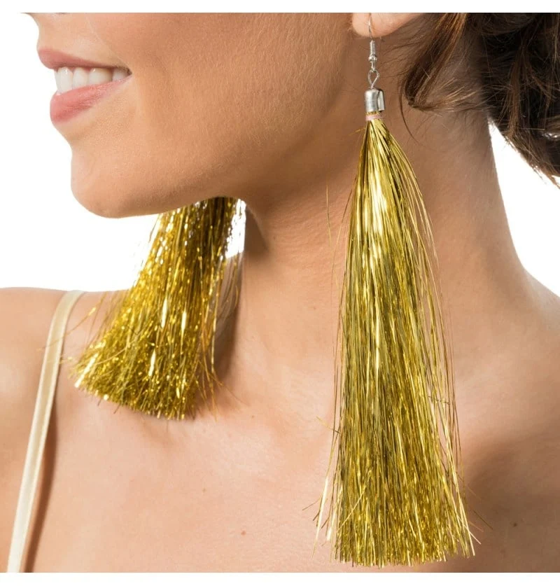 Oorbellen Gouden Tinsels 17cm