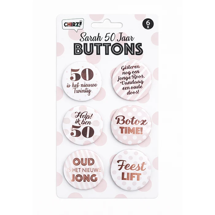 Buttons Sarah 50 jaar 6St