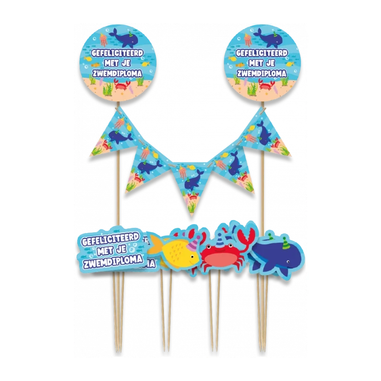Taart decoratie Gefeliciteerd Zwemdiploma