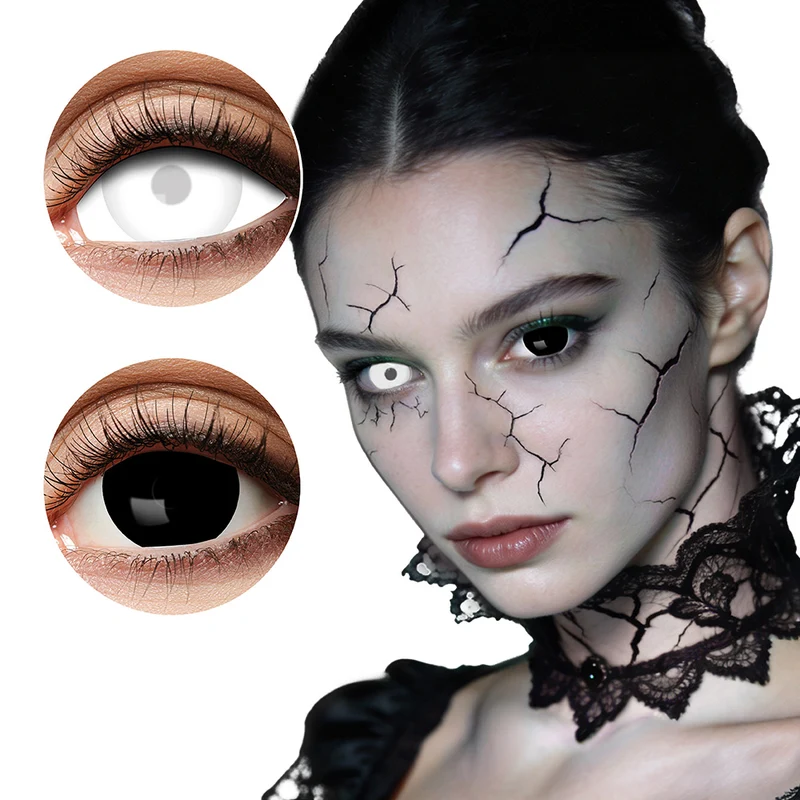 Mini sclera Eclipse contactlenzen zwart wit Halloween