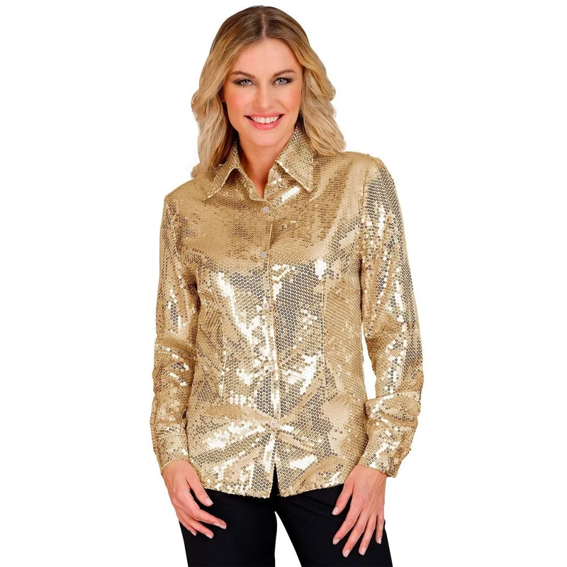 Pailletten Shirt Dames Goud