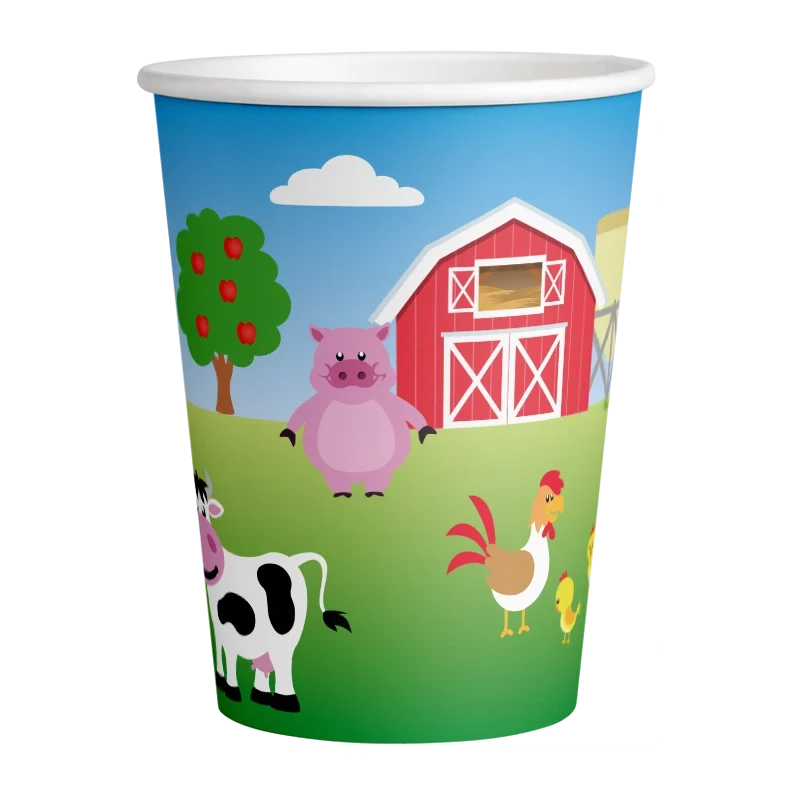 Boerderij papieren bekers 250ml 8 stuks