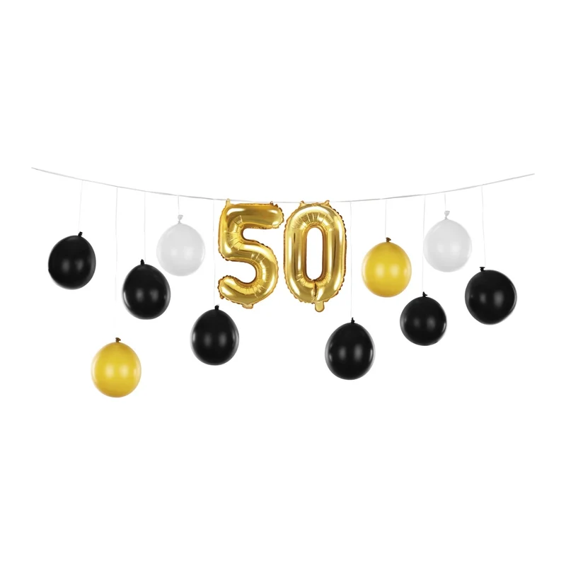 Ballonslinger 50 jaar zwart en goud