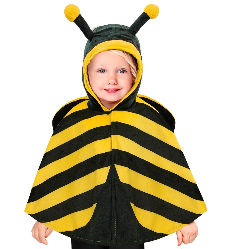 Pluche poncho met muts bij