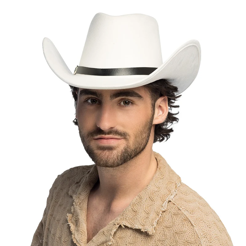 Hoed cowboy Bronco wit